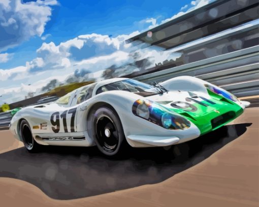 White 917 Porsche Car Diamond Painting