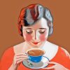 Woman Drinking Coffee Diamond Painting