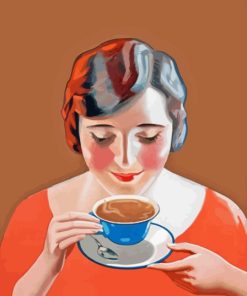 Woman Drinking Coffee Diamond Painting