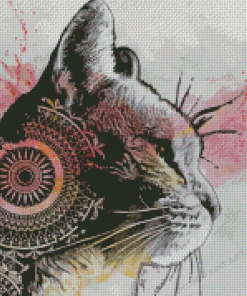 Abstract Mandala Cat Diamond Painting