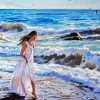 Girl Walking On Beach Diamond Painting