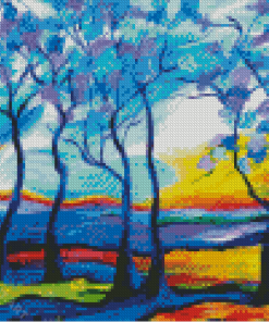 Blue Trees Diamond Painting