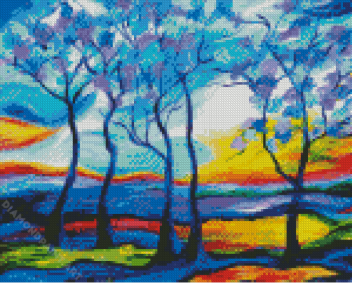 Blue Trees Diamond Painting