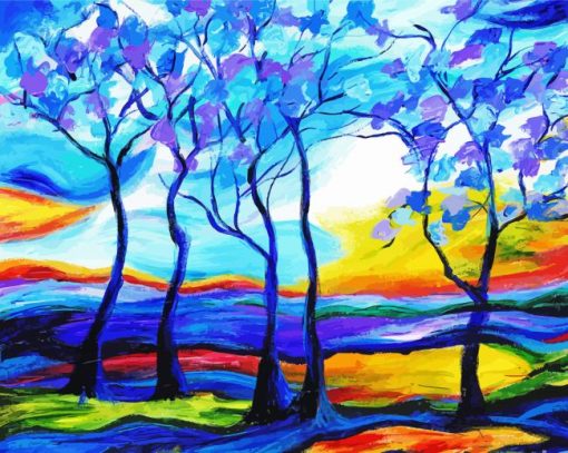 Blue Trees Diamond Painting