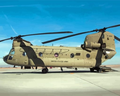 Chinook Helicopter Diamond Painting