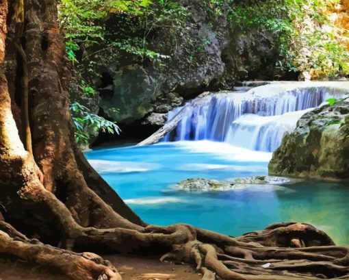 Erawan Waterfall Diamond Painting