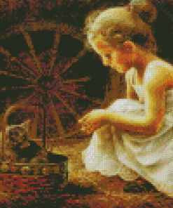 Girl And Kitten Diamond Painting