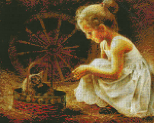 Girl And Kitten Diamond Painting