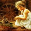 Girl And Kitten Diamond Painting