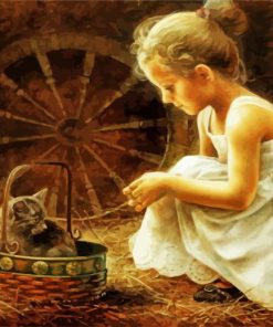 Girl And Kitten Diamond Painting