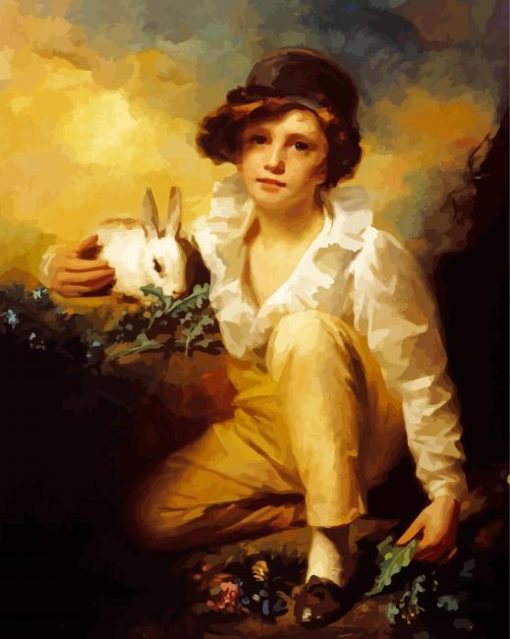 Rabbit And Boy Diamond Painting