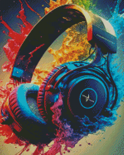 Colorful Headphones Diamond Painting