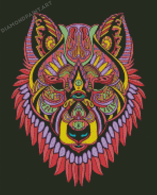 Colorful Mandala Wolf Diamond Painting