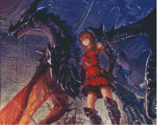 Dark Dragon And Woman Diamond Painting