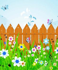 Fence And Flowers Diamond Painting