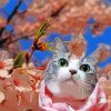 Cat In Cherry Tree Diamond Painting