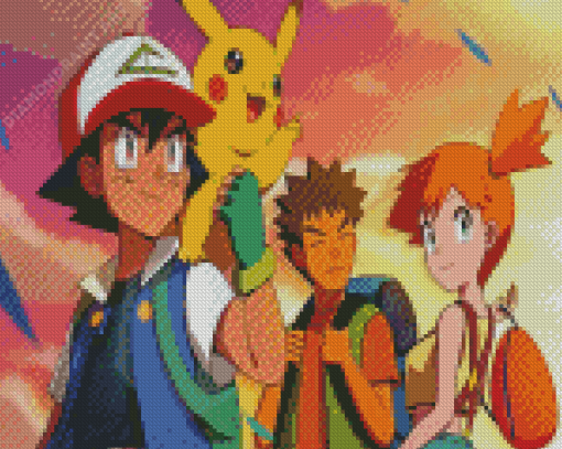 Ash And Brock And Misty Pokemon Diamond Painting