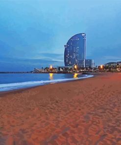 Barcelona Beach At Night Diamond Painting