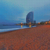 Barcelona Beach At Night Diamond Painting