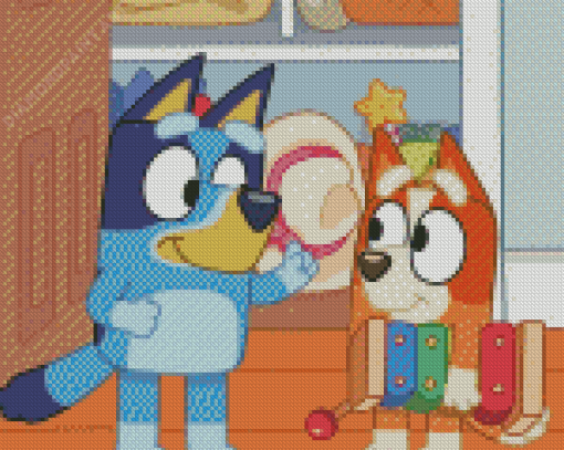 Bingo And Bluey Characters Diamond Painting