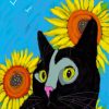 Cat And Sunflowers Art Diamond Painting