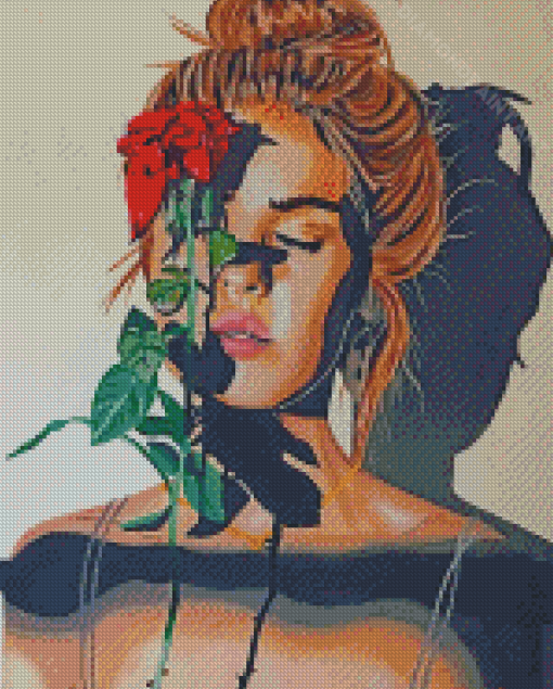 Woman And Rose Diamond Painting