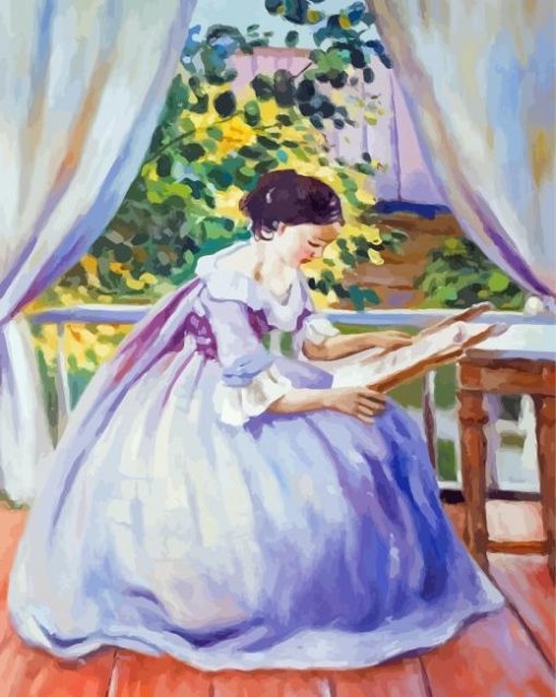 Lady Embroidering Diamond Painting