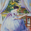 Lady Embroidering Diamond Painting