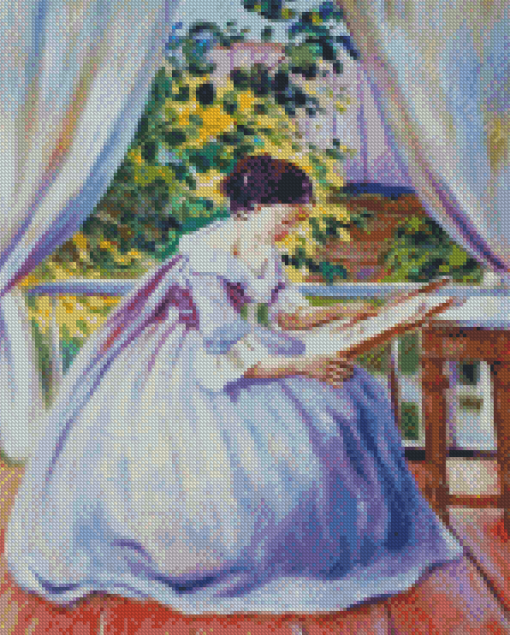 Lady Embroidering Diamond Painting