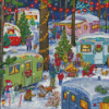 Christmas Camping In Snow Diamond Painting