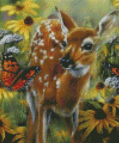 Deer With Butterfly Diamond Painting