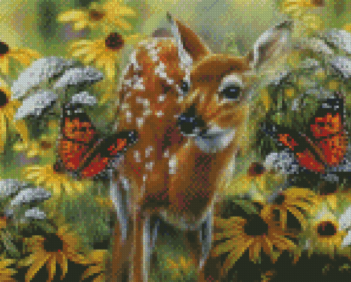 Deer With Butterfly Diamond Painting