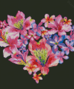 Flowers Heart Diamond Painting