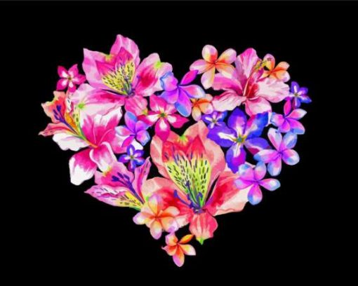 Flowers Heart Diamond Painting