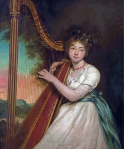 Girl Playing Harp Diamond Painting