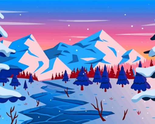 Illustration Snowy River Diamond Painting