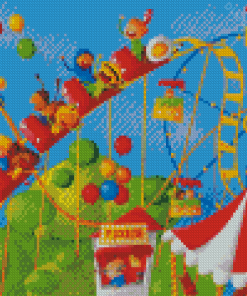 Kids In Roller Coaster Diamond Painting