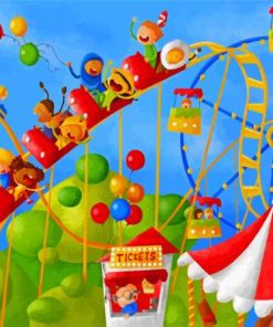 Kids In Roller Coaster Diamond Painting