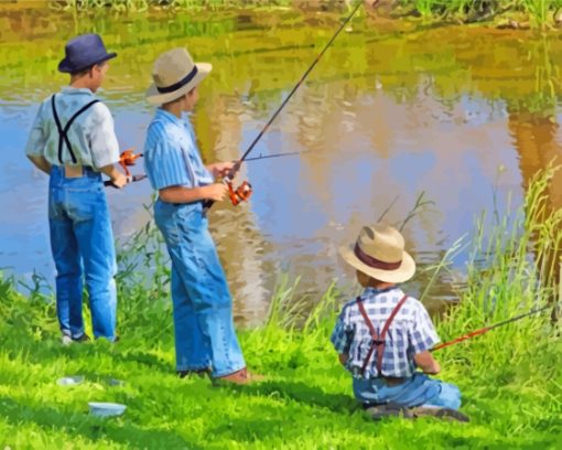 Little Boys Fishing Diamond Painting