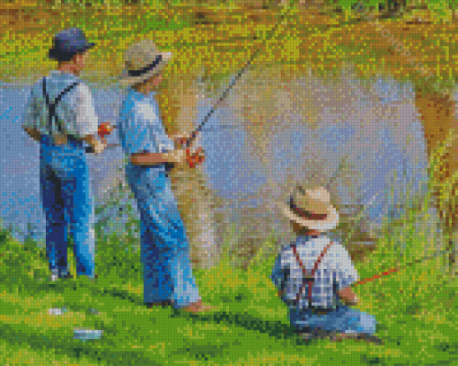 Little Boys Fishing Diamond Painting