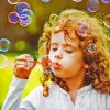 Little Girl Blowing Bubbles Diamond Painting