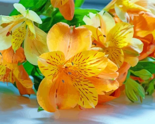 Orange And Yellow Alstroemeria Diamond Painting