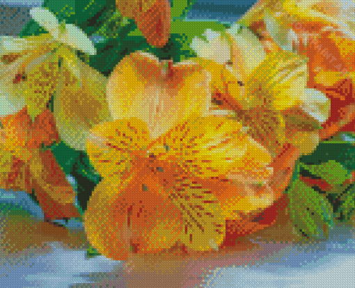 Orange And Yellow Alstroemeria Diamond Painting