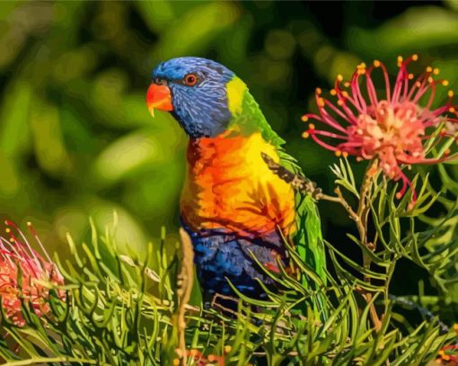 Parrot With Grevillea Diamond Painting