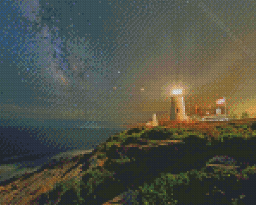 Pemaquid Point Night Time Diamond Painting