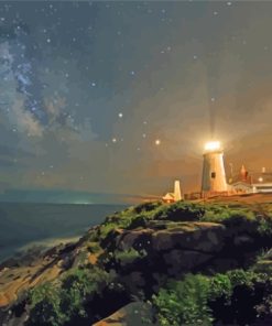 Pemaquid Point Night Time Diamond Painting