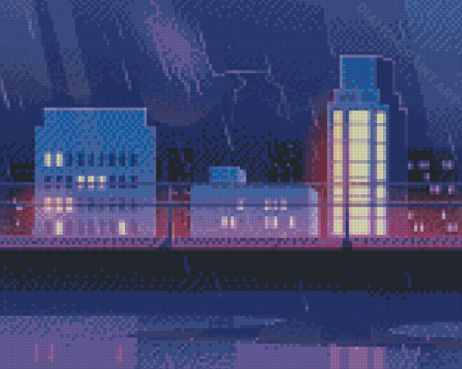 Rainy City At Night Diamond Painting