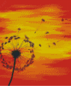 Red Orange Sunset Dandelion Diamond Painting