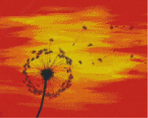 Red Orange Sunset Dandelion Diamond Painting