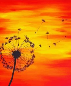 Red Orange Sunset Dandelion Diamond Painting